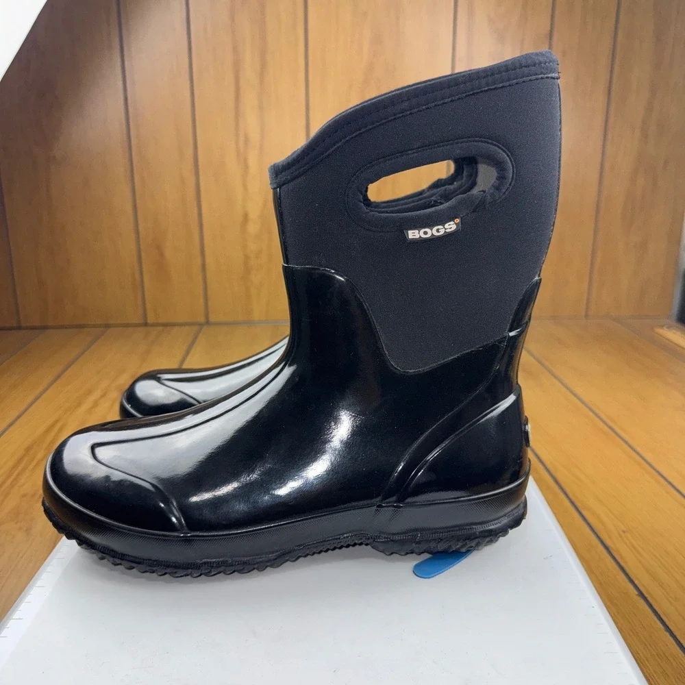 Bogs Classic Mid Handle Black Waterproof Insulated Rain Boots 60156-001 Womens 9